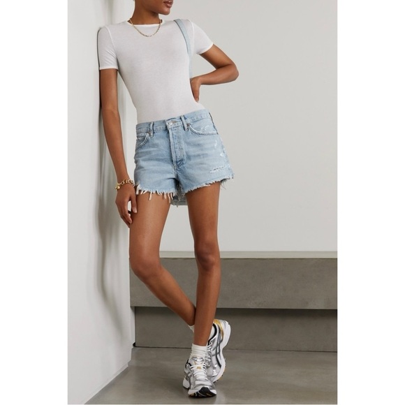 Agolde Size 29 Parker Cutoff Distressed Denim Shorts in Swapmeet Light Wash - Picture 8 of 8